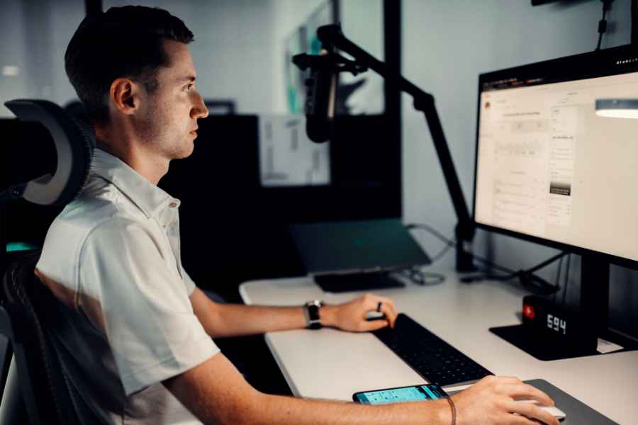 man using a computer