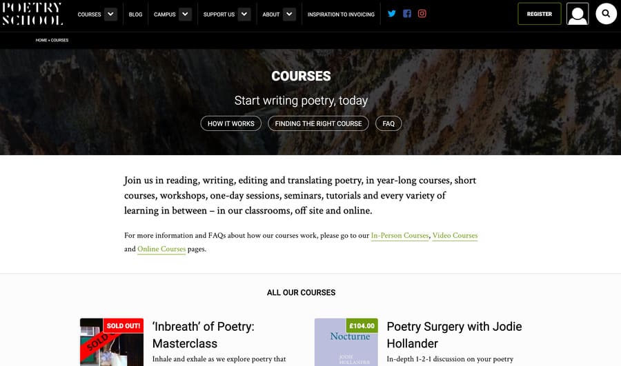 screenshot from the poetry school