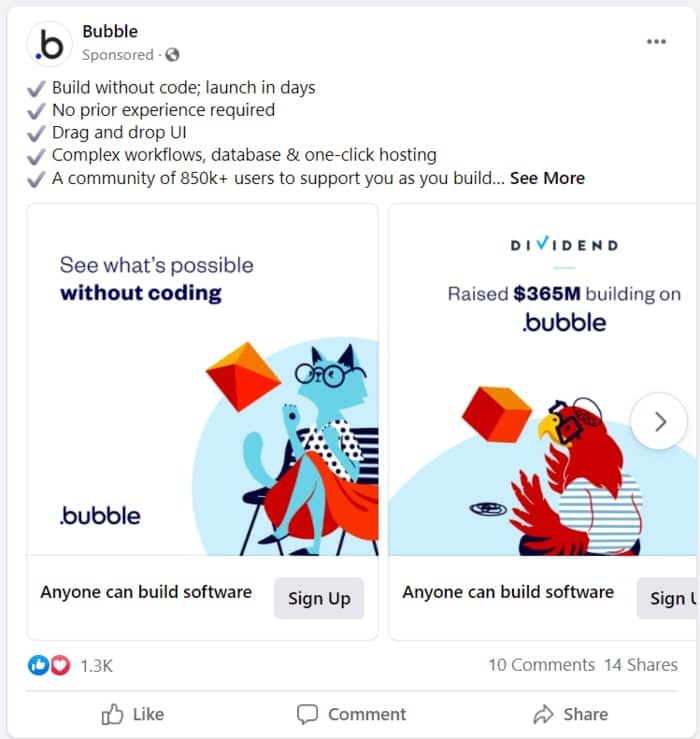 facebook carousel ad