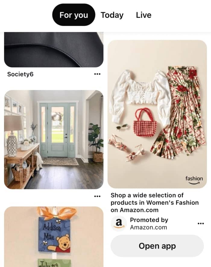 pinterest app instal ad