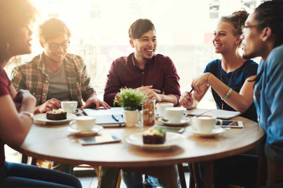 A group of people in conversation