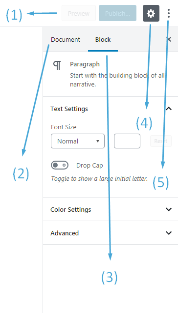 004 wordpress block editor sidebar navigation