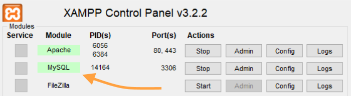 XAMPP configuration panel - 2