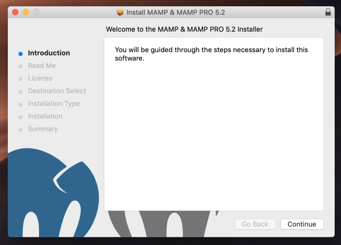 Launch the MAMP installer