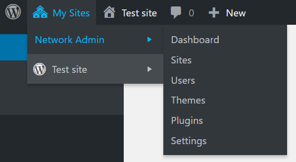 Multisites in WP dashboard