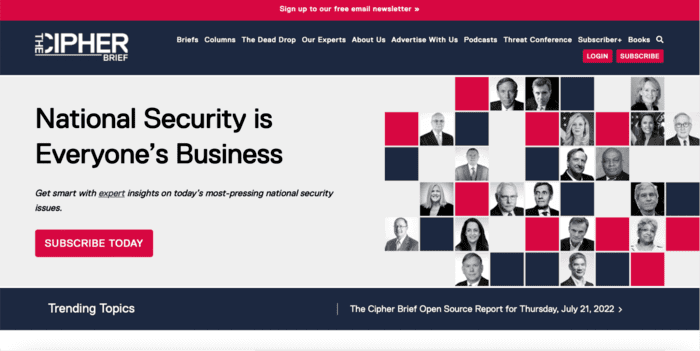 Home page for news blog called The Cipher Brief