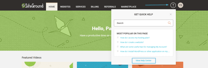 siteground review siteground get quick help box